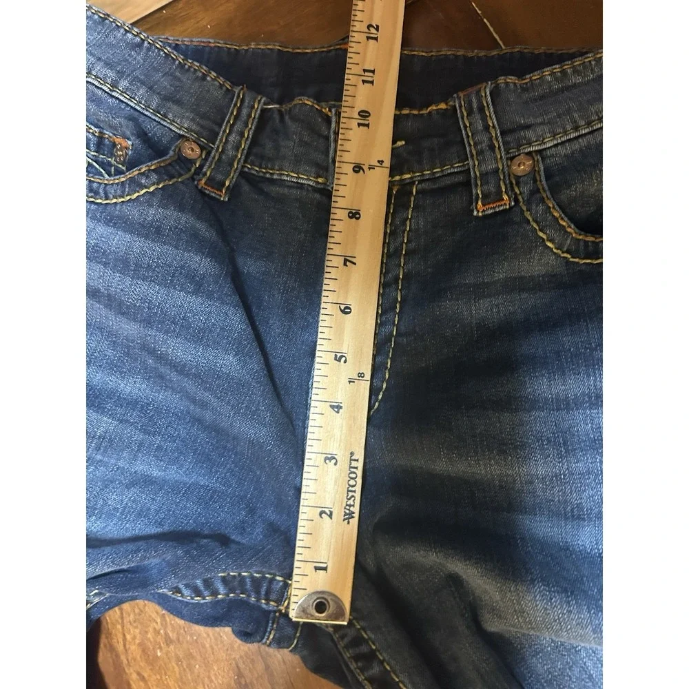 True Religion Mens 34x32 Geno Relaxed Slim Jeans Blue Stretch Logo RN112790